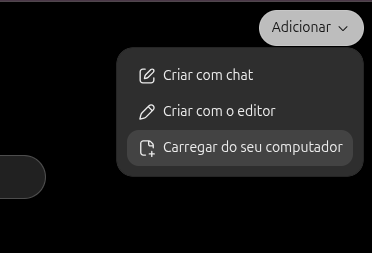 Captura do menu Adicionar com Carregar do seu computador