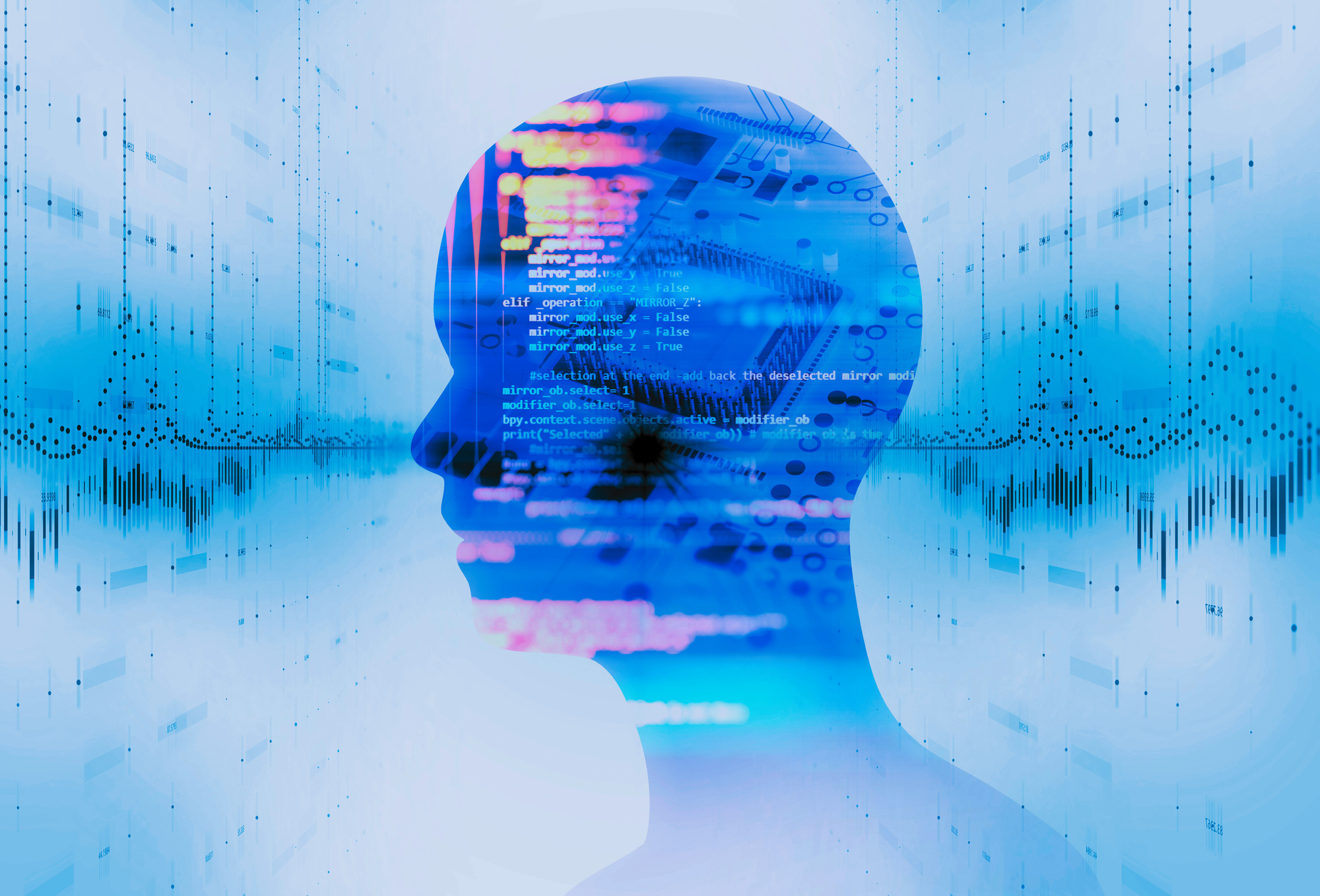 Imagem abstrata de voz e inteligência artificial